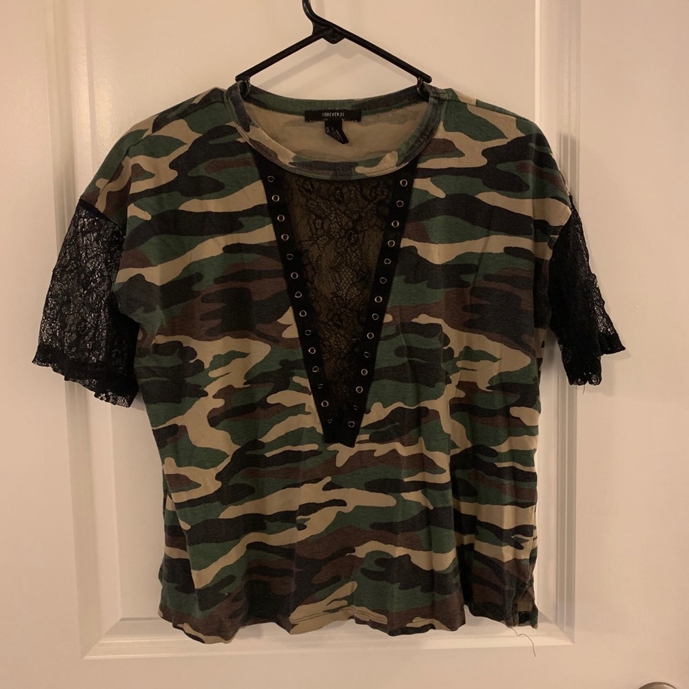 Lace and camo shirt
